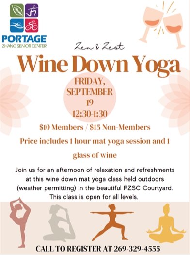 wine down yoga flyer