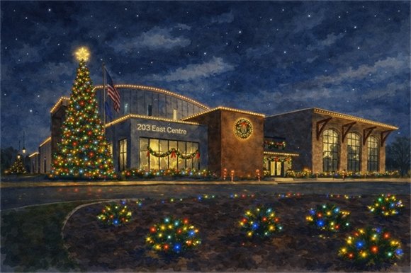 christmas watercolor image of senior center