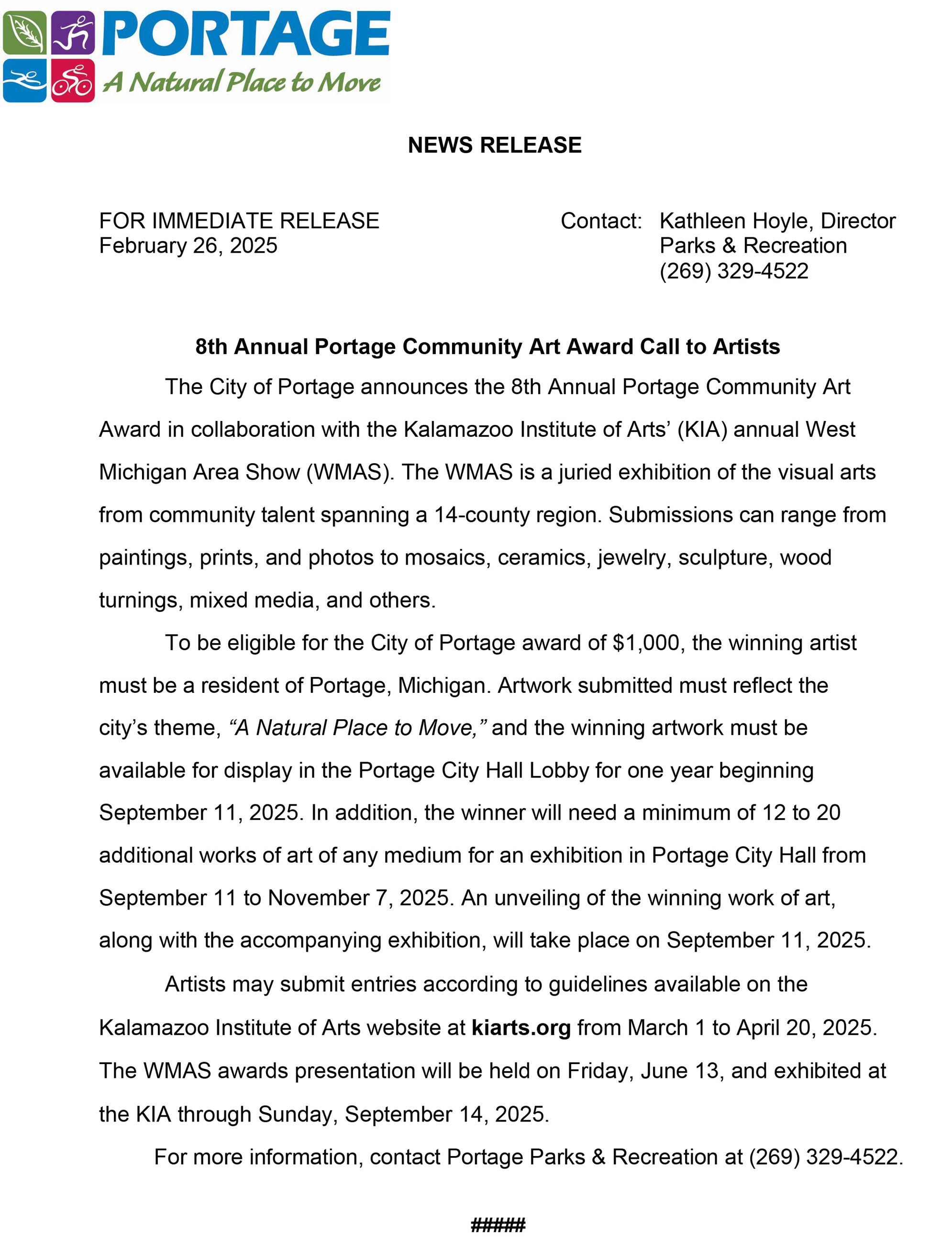 2025 02-26 8th Annual PCAA Call to Artists_