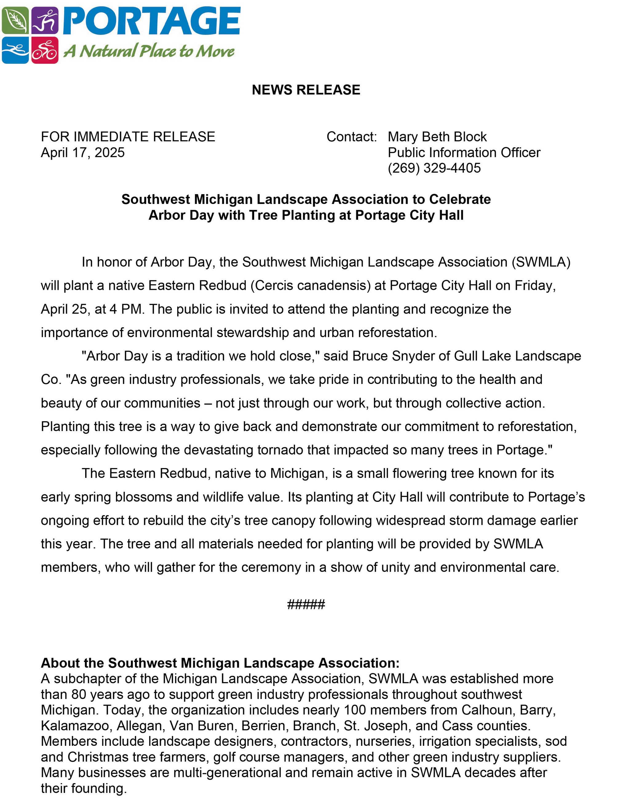 2025 04-17 SWMLA Tree Planting at City Hall