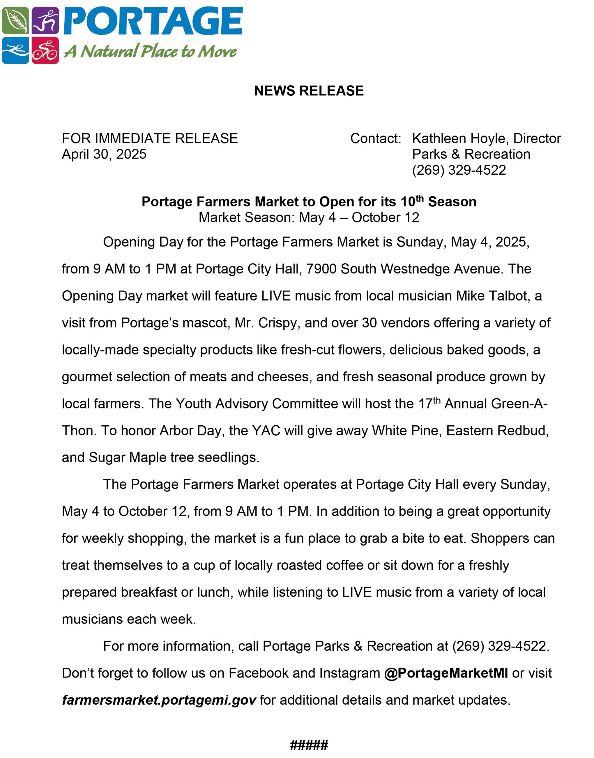 2025 04-30 Portage Farmers Market Opening Day