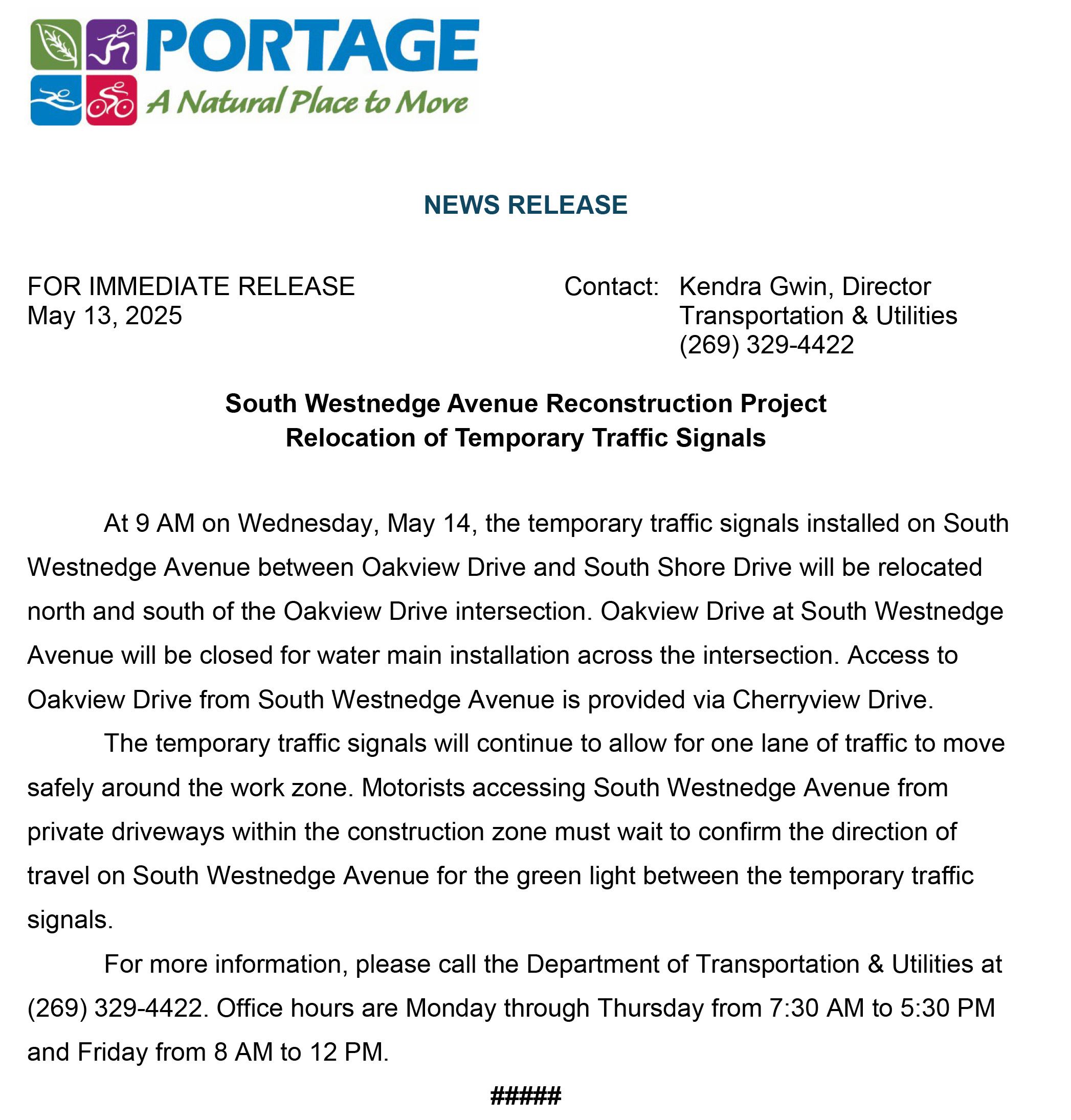 2025 05-13 S Westnedge Temporary Signals Relocated