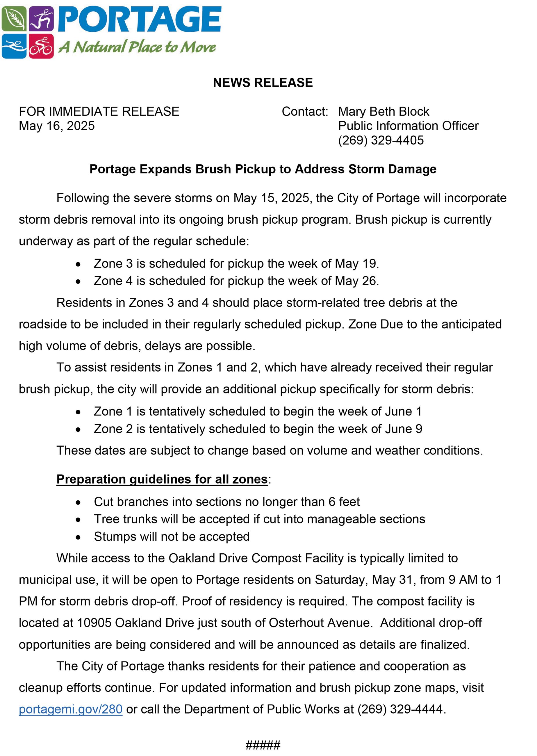 2025 05-16 Special Storm Debris Brush Collection