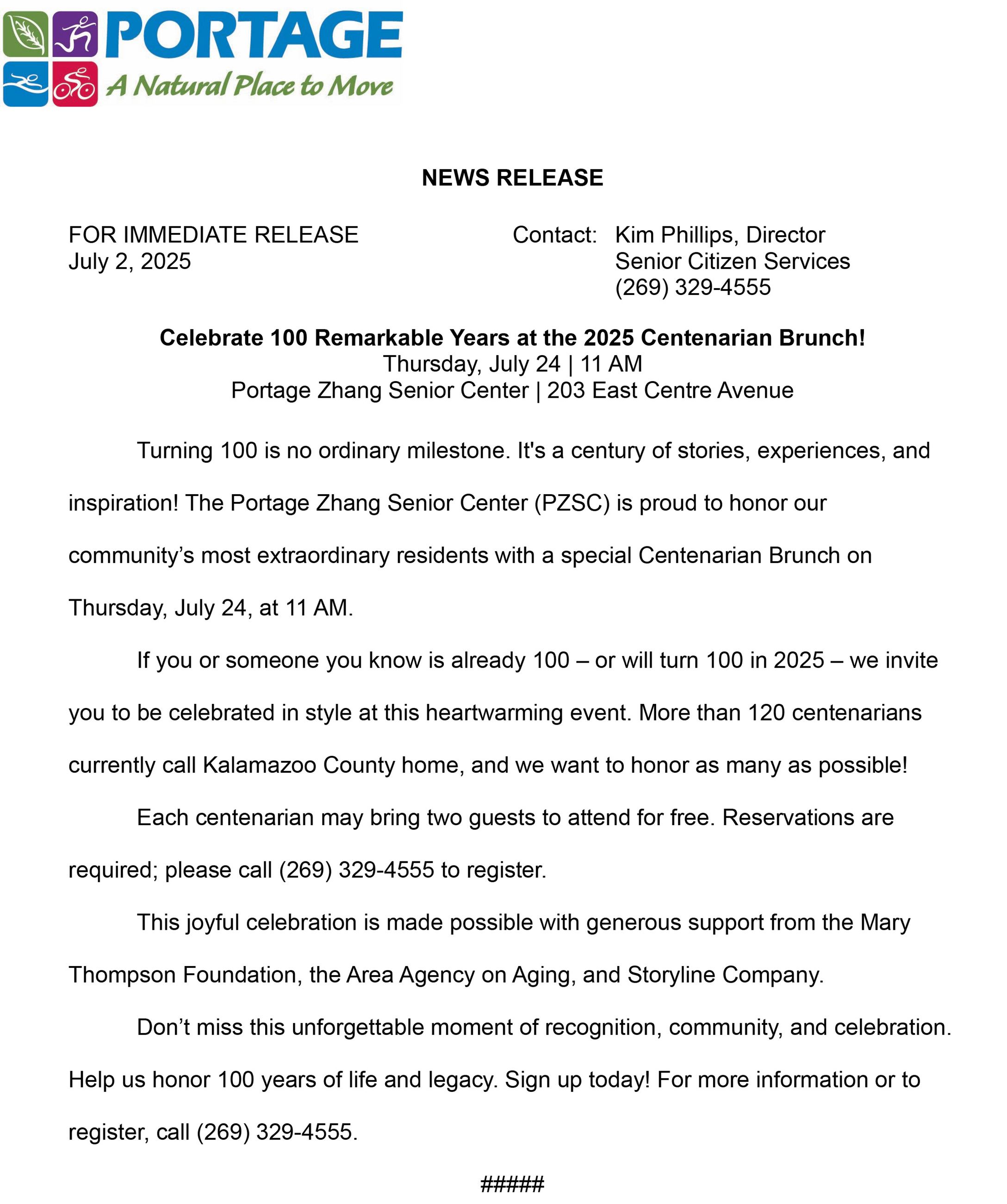 2025 07-02 Centenarian Bruncheon Media Release