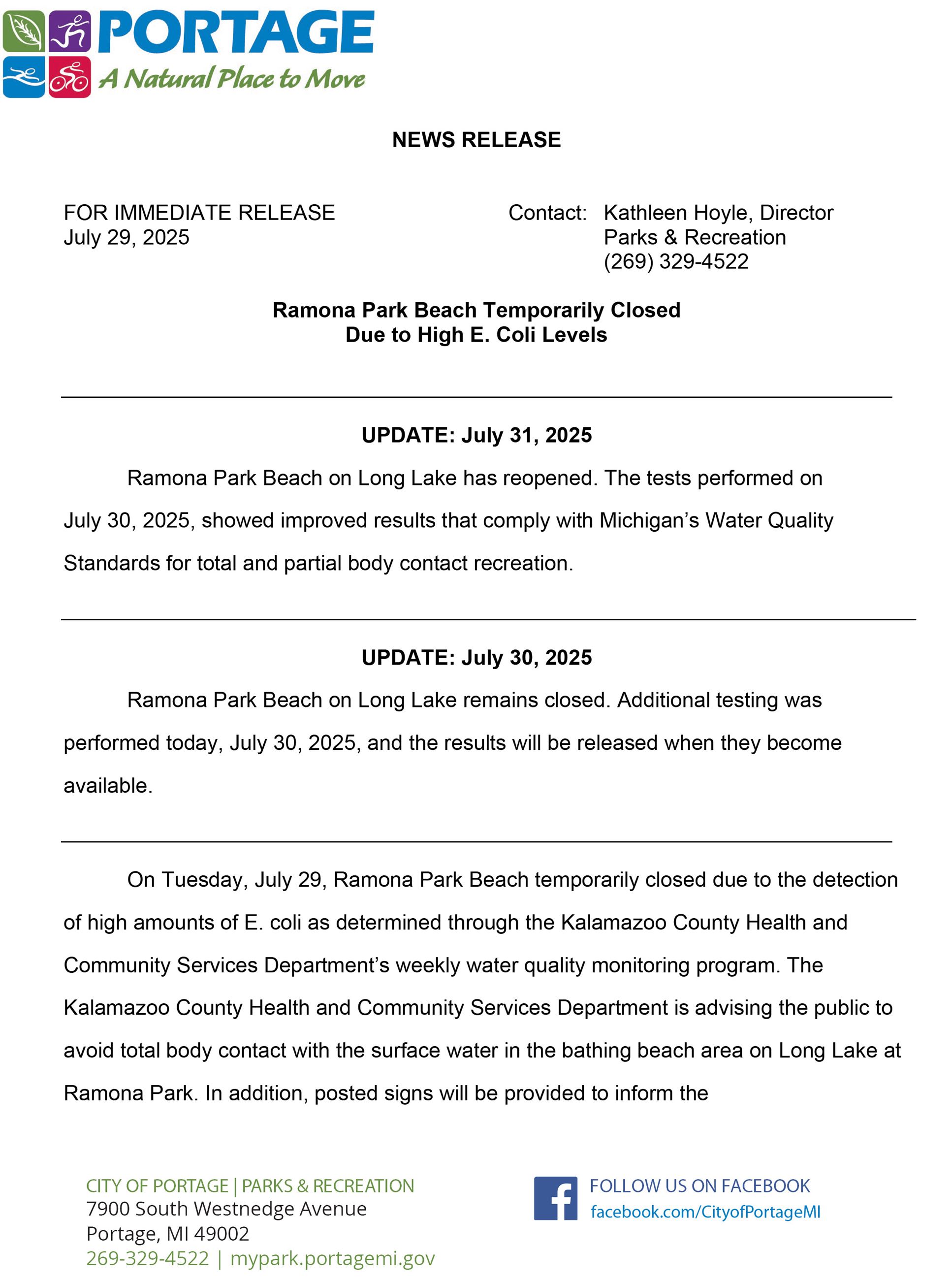 2025 07-31 Ramona Beach Reopened - E. Coli-1