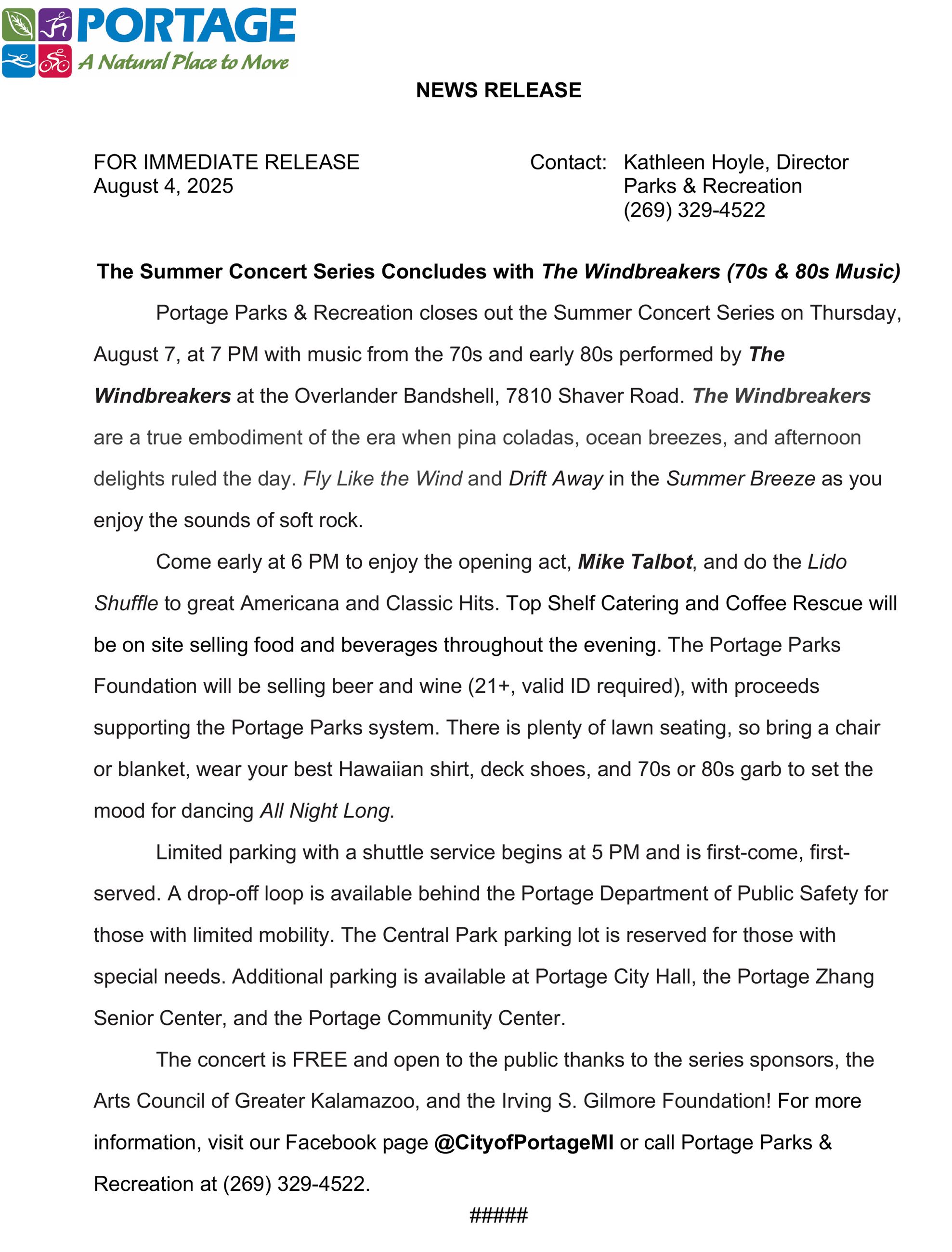 2025 08-04 Summer Concert Series Windbreakers