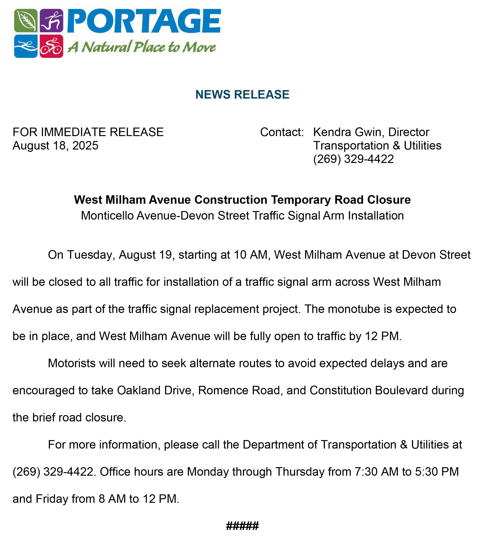 2025 08-18 West Milham Avenue Monotube Installation