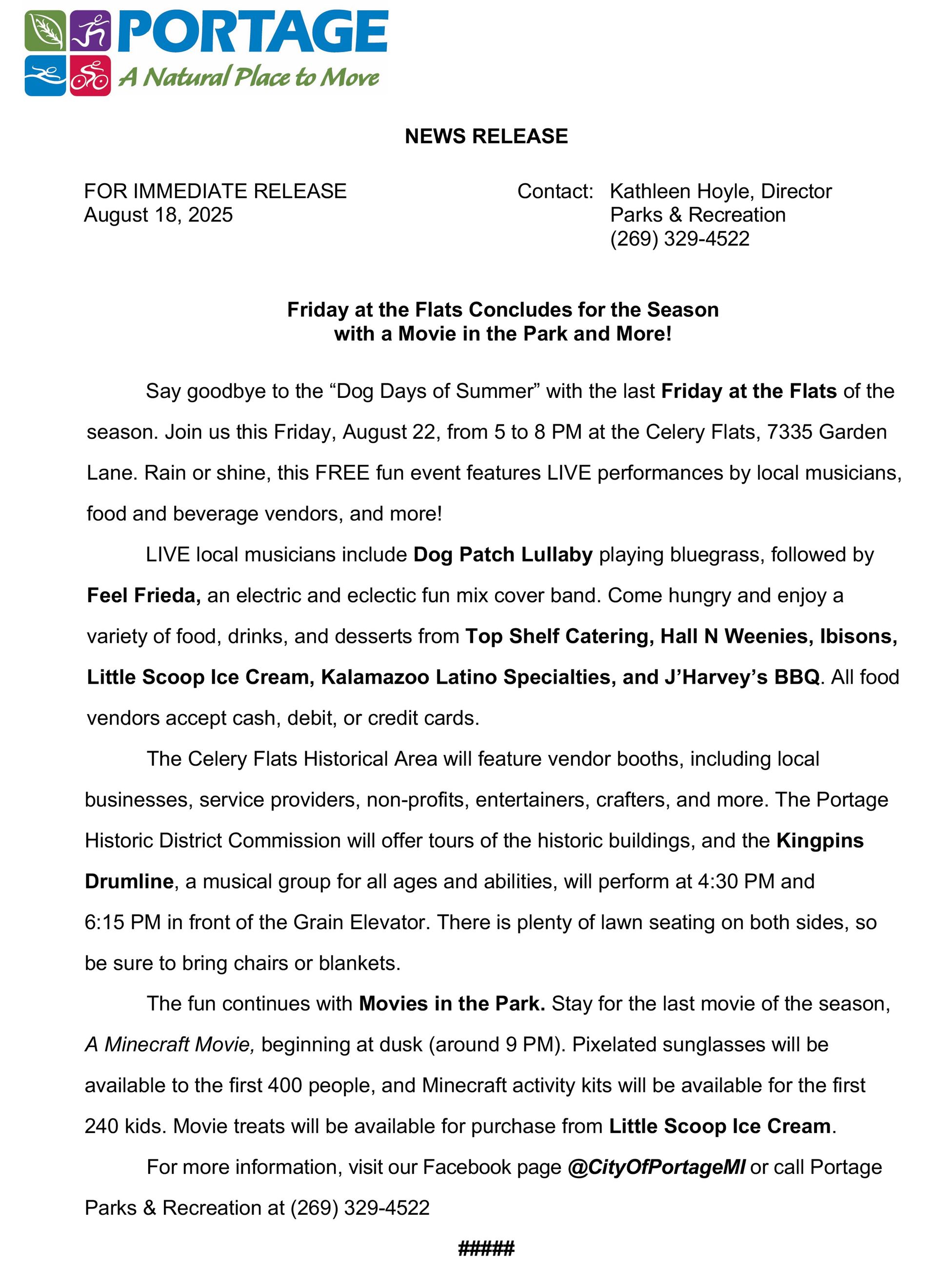 2025 08-22 FATF and Movies in the Park News Release