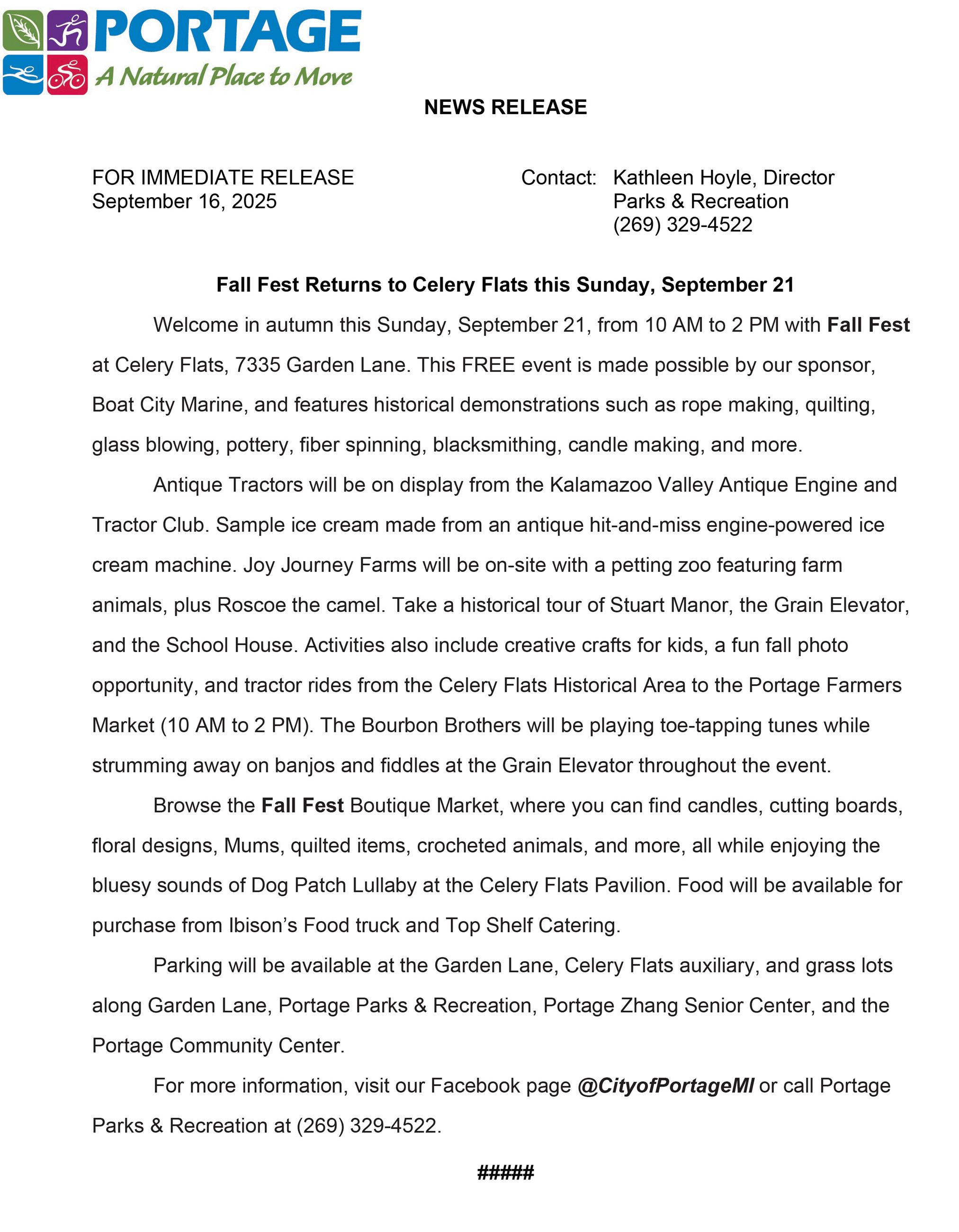 2025 09-16 Fall Fest Returns this Saturday, September 21