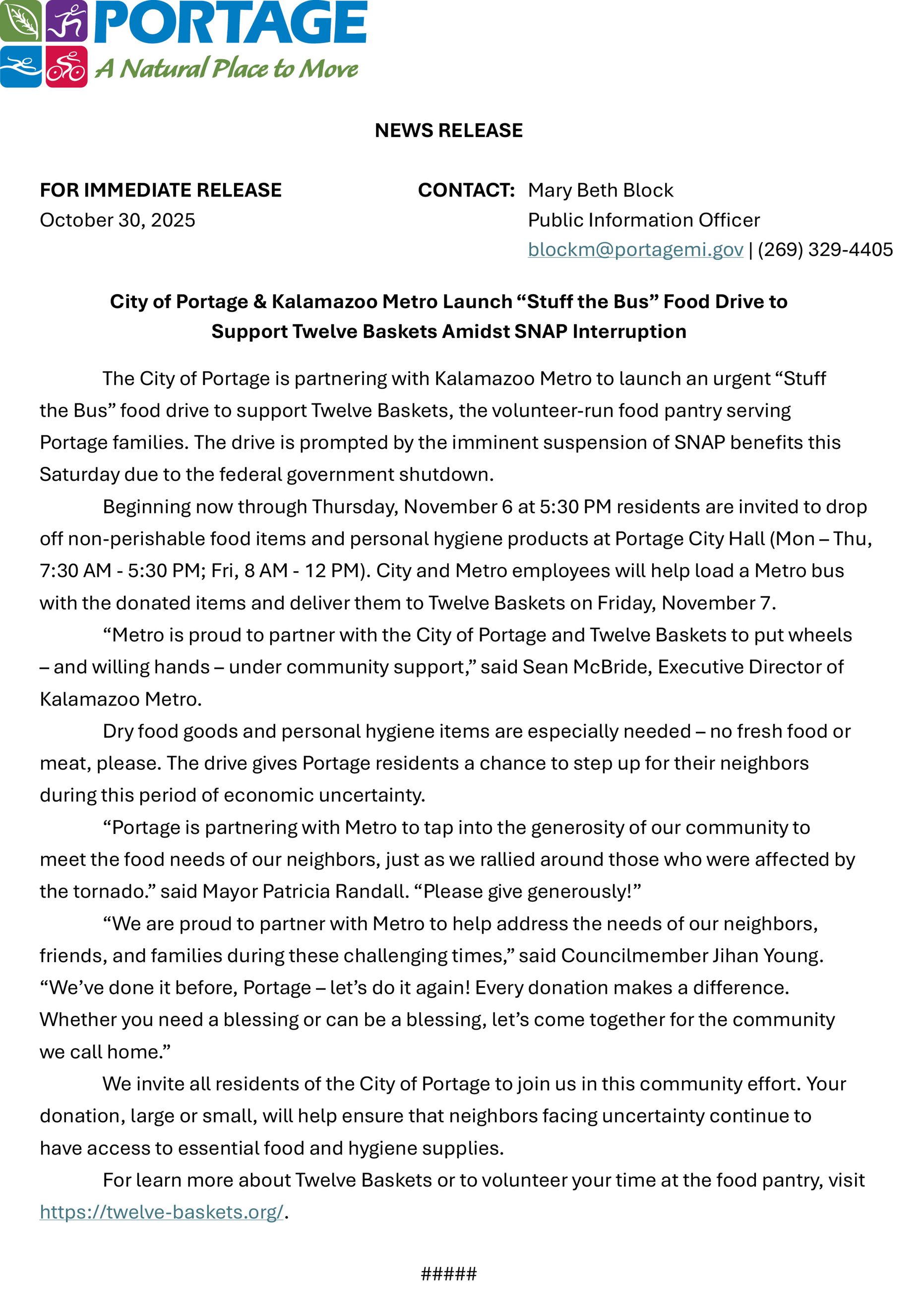 2025 10-30 Stuff the Bus Food Drive